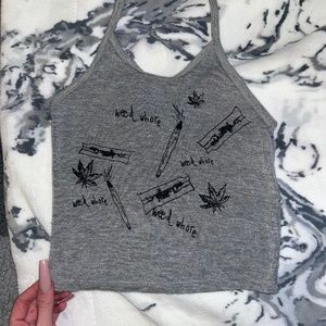 O mighty graphic halter cropped top cannabis inspired